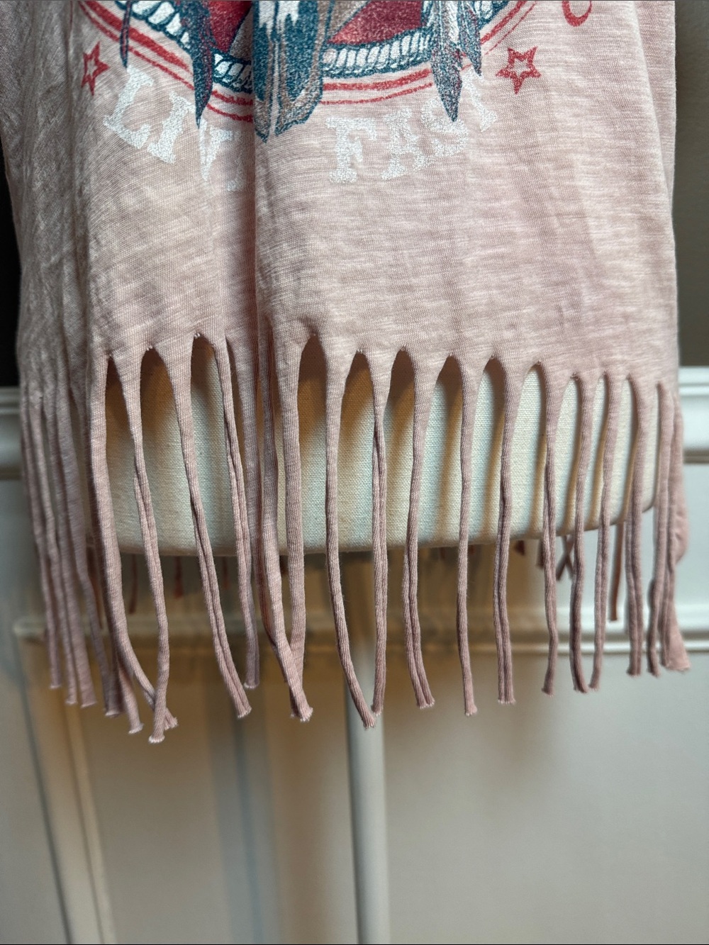 Affliction Live Fast Fringe Graphic Tee Distressed Boho Western Pink L - Picture 3 of 7
